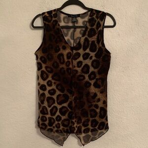 Adele & May Leopard Print V-Neck Lightweight Sleeveless Top Size S